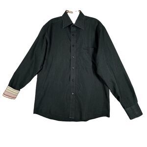 Paul Smith Shirt Mens Large Washed Black Button‎ Up Work Casual Career Neutral
